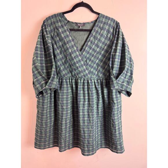 Madewell Green Plaid Mini Dress - Picture 2 of 11